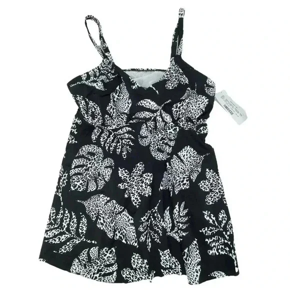 Swim Solutions Spotted Leaves Underwire Tankini Swim Top Size 10 - Picture 3 of 7